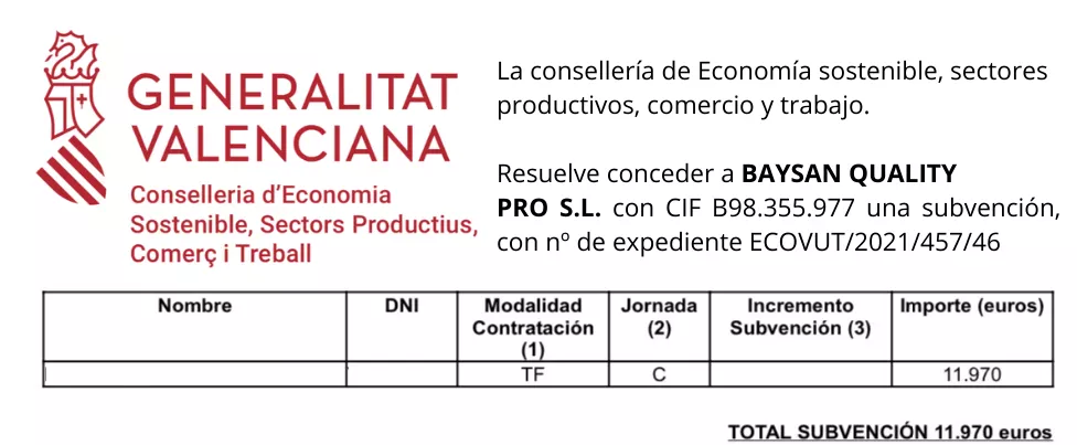 Subvención Baysan Quality 3